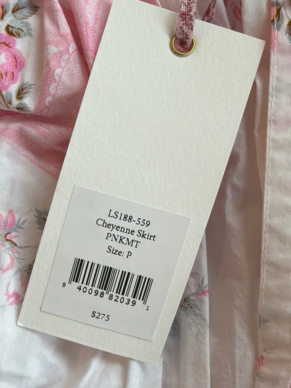 LoveShackFancy Pink Floral Cheyenne Mini Skirt